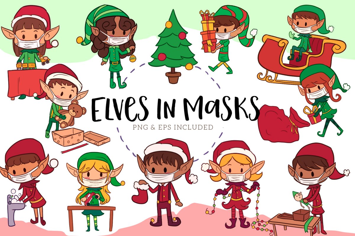Christmas Elves In Masks example image 1