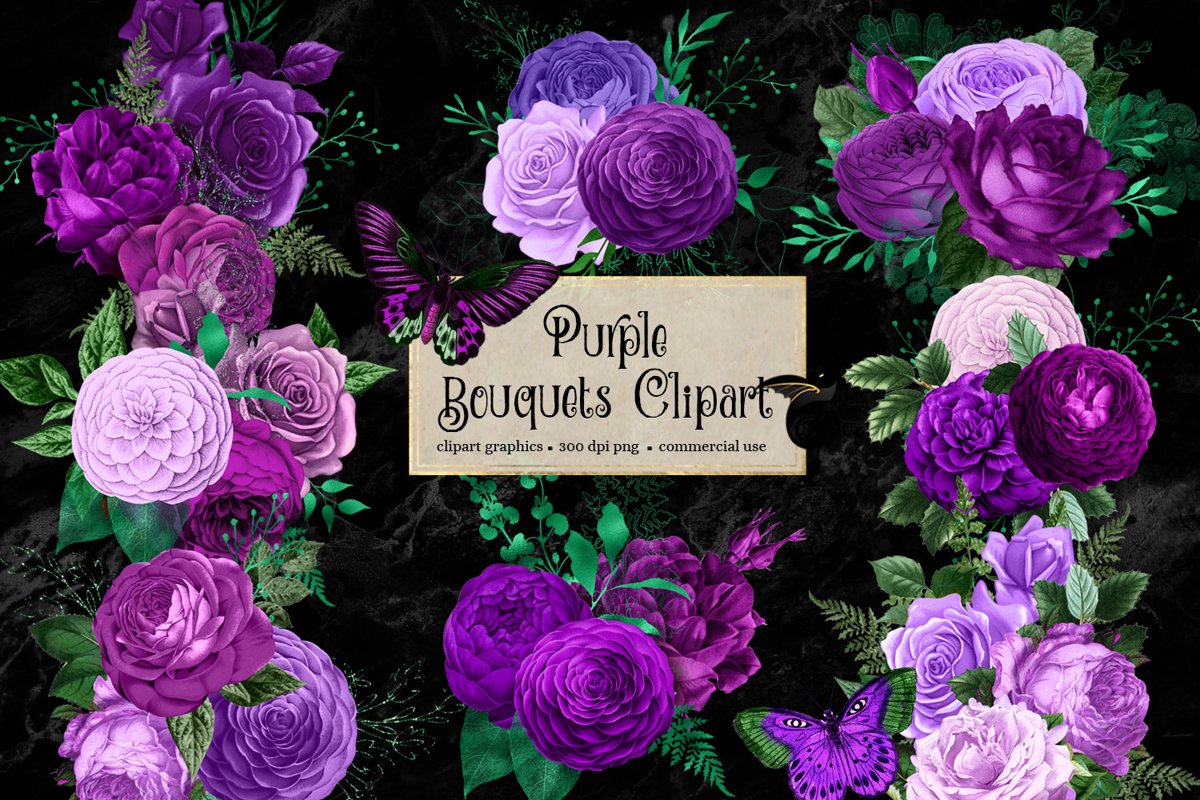 Purple Bouquets Clipart example image 1