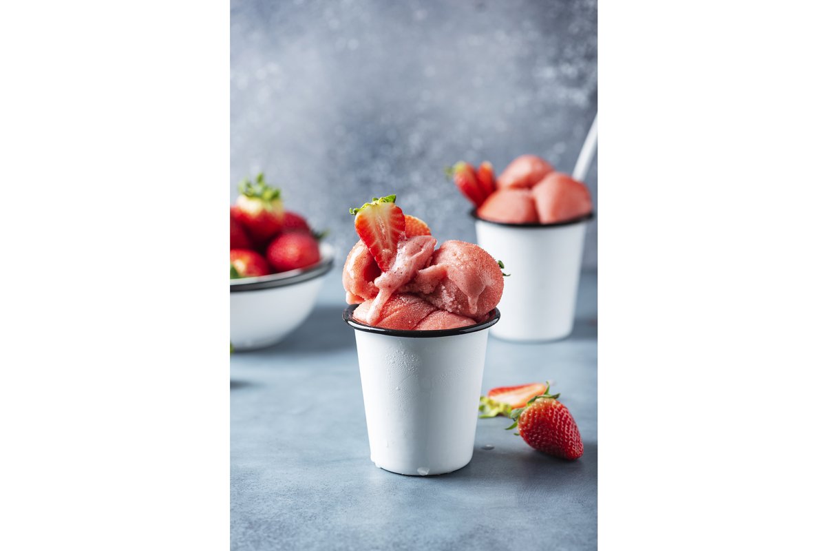 Summer strawberry ice cream and fresh strawberry example image 1