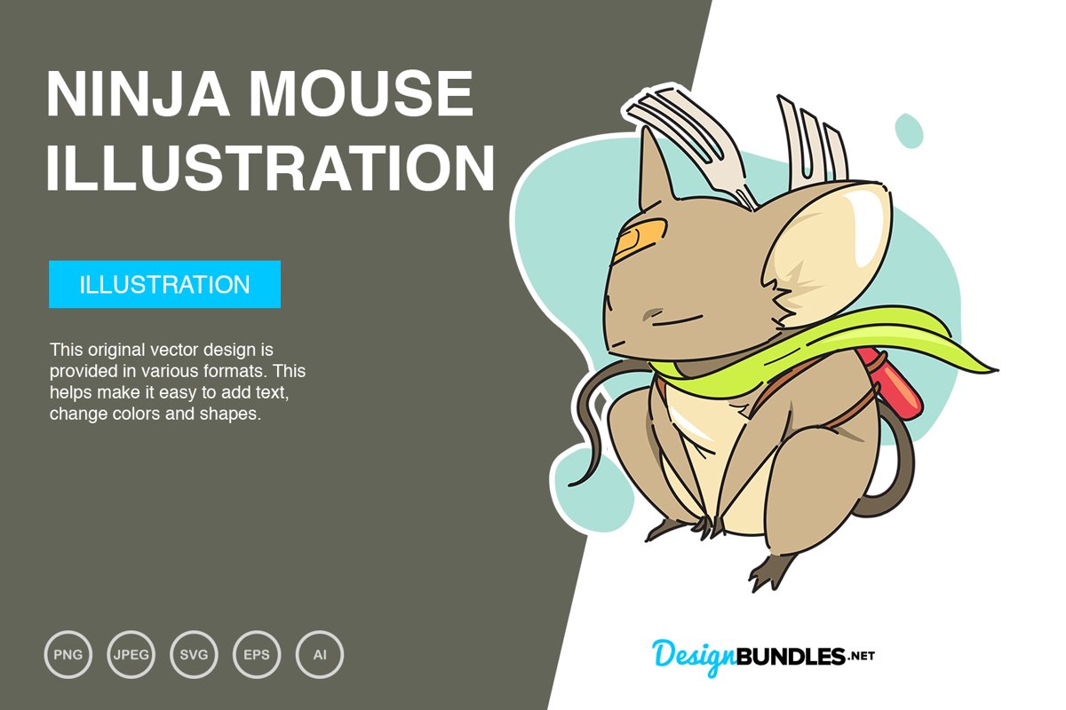 Ninja Mouse Vector Illustration example image 1
