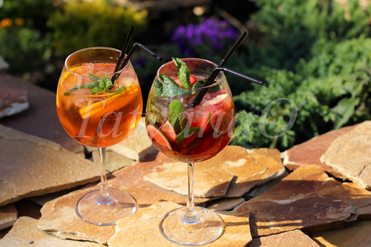 Alcoholic cocktail "aperol spritz". Italian aperitif example image 1
