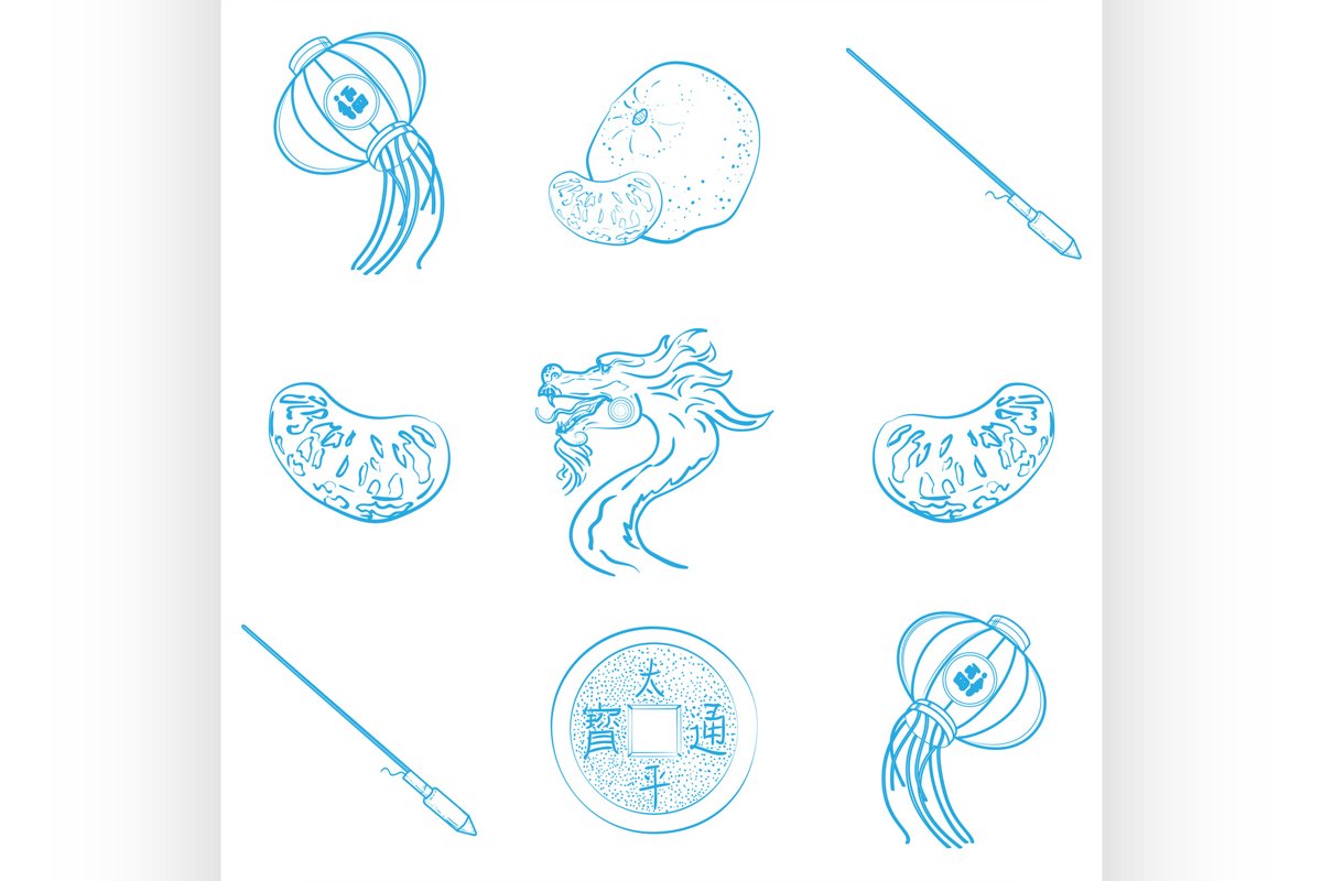 Chinese New Year icon set example image 1