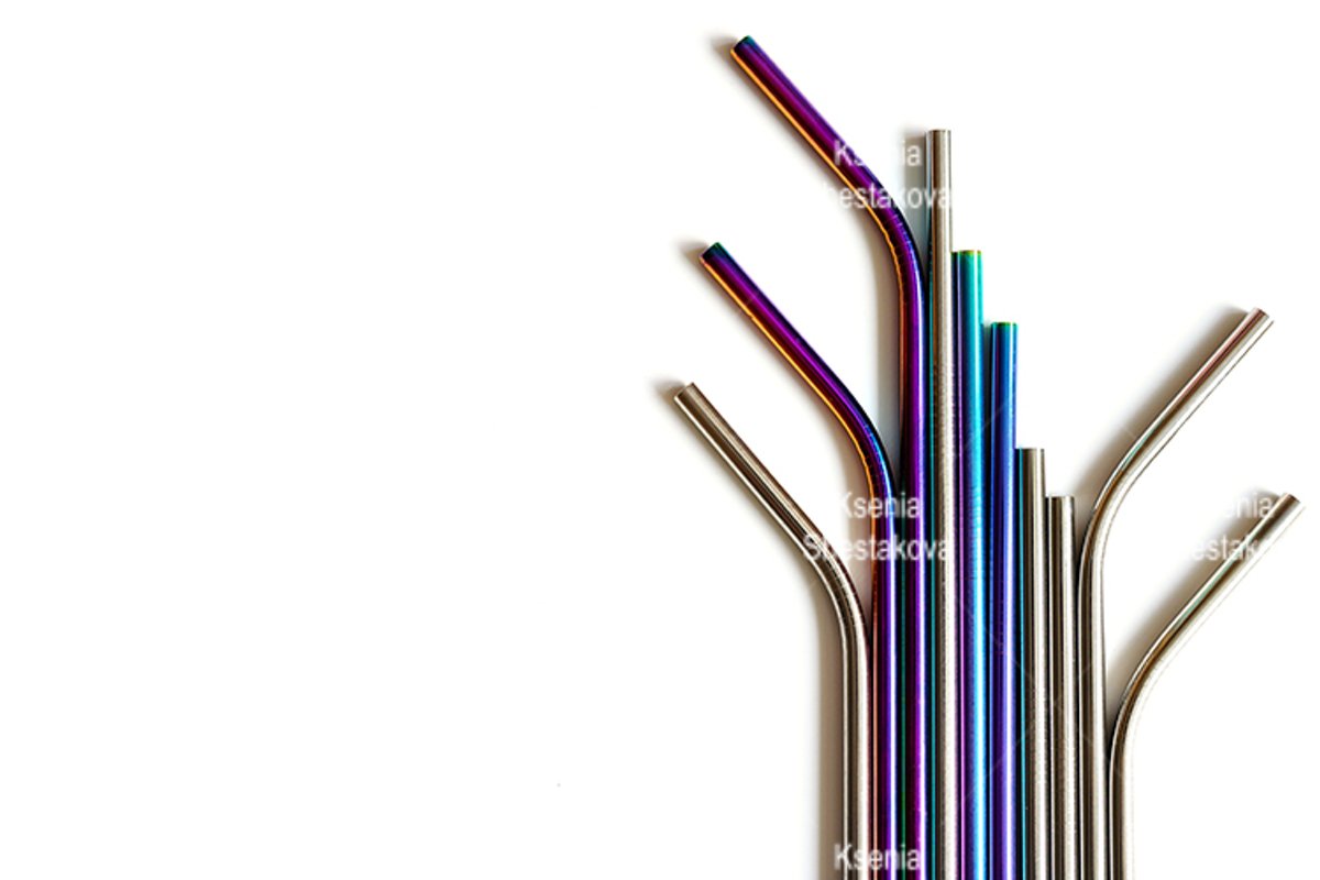several reusable metal stainless steel drinking straws example image 1