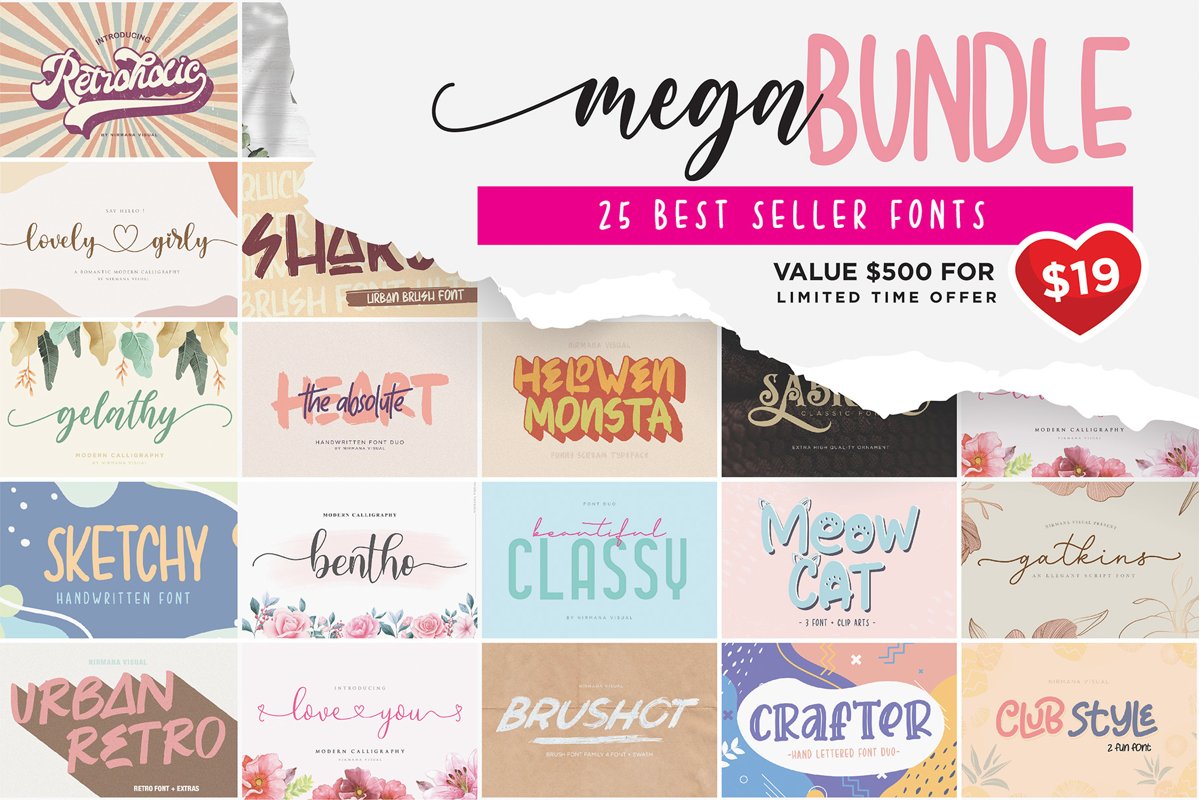 Mega Bundle - 25 Best Seller Fonts example image 1