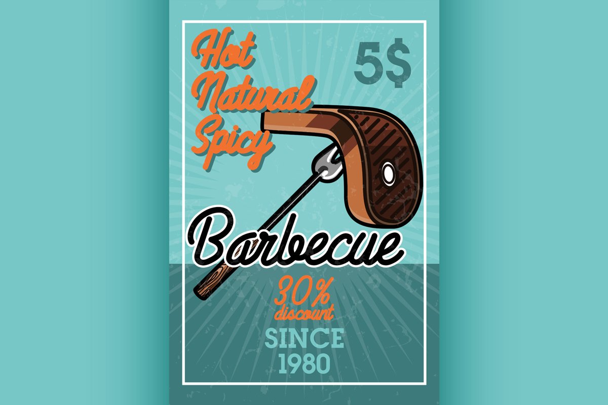 Color vintage barbecue banner example image 1