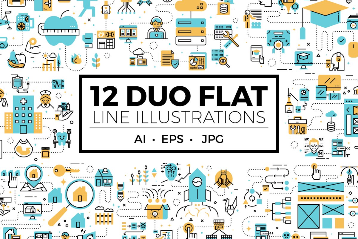 Duo Flat Line Web Banner Illustration V1 example image 1