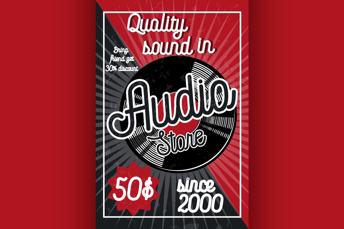 Vintage audio store poster example image 1