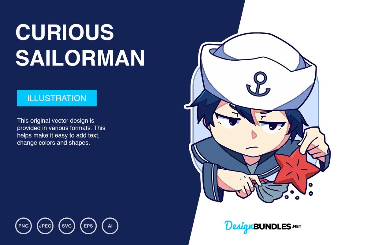 Curious Sailorman Vector Illustration example image 1