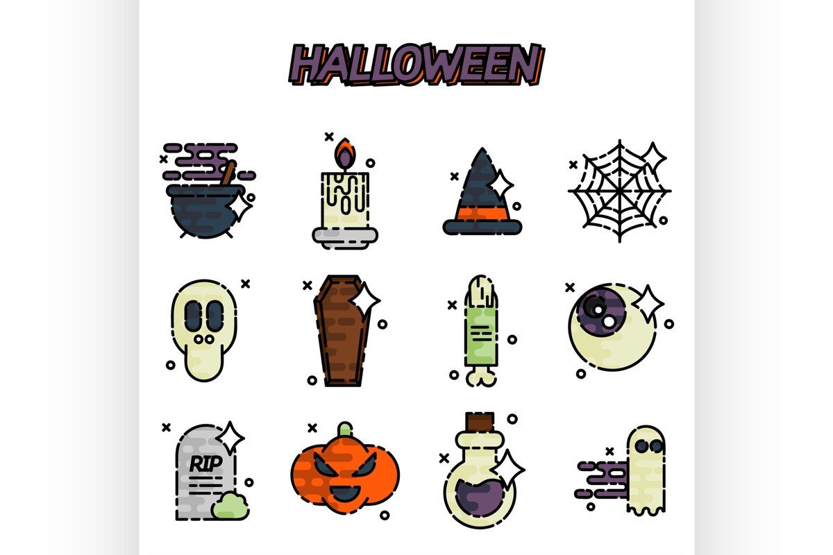 Halloween flat icons set example image 1