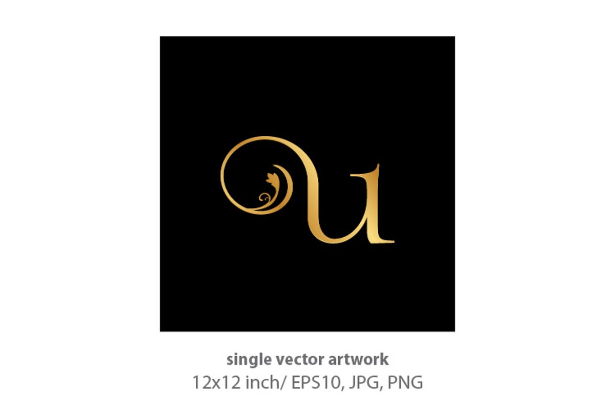 Decorative golden letter u example image 1