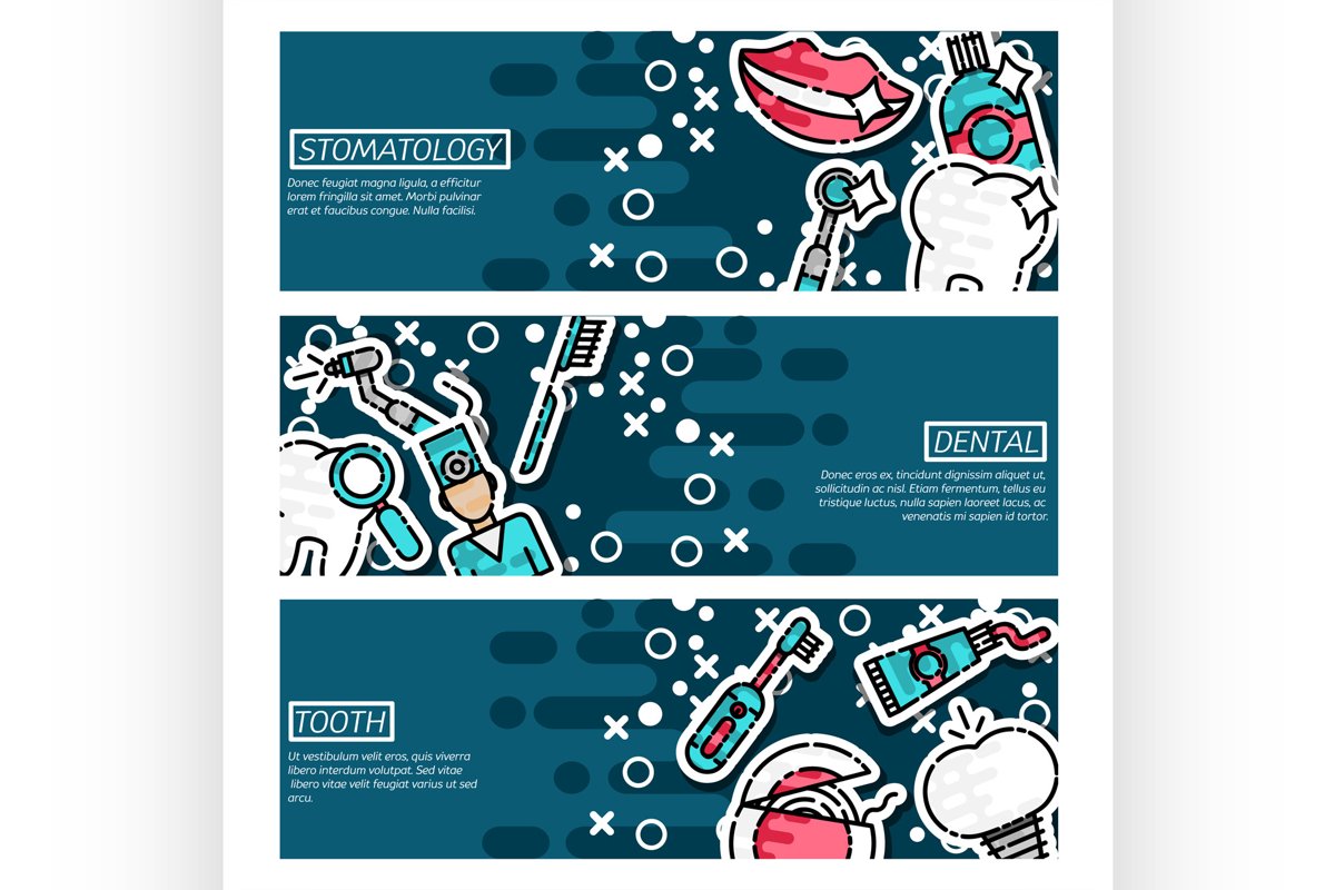 Set of Horizontal Banners about stomatology example image 1