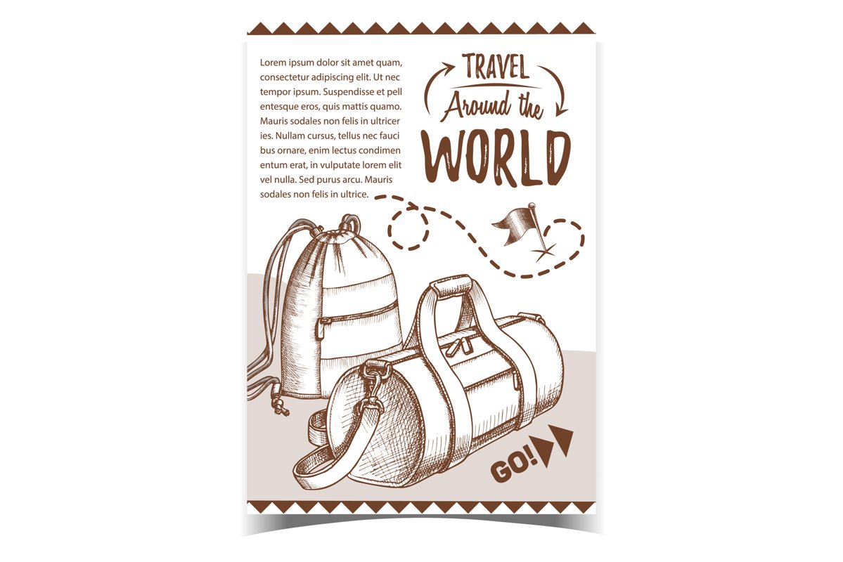 Travel World Advertising Poster With Bags Vector example image 1
