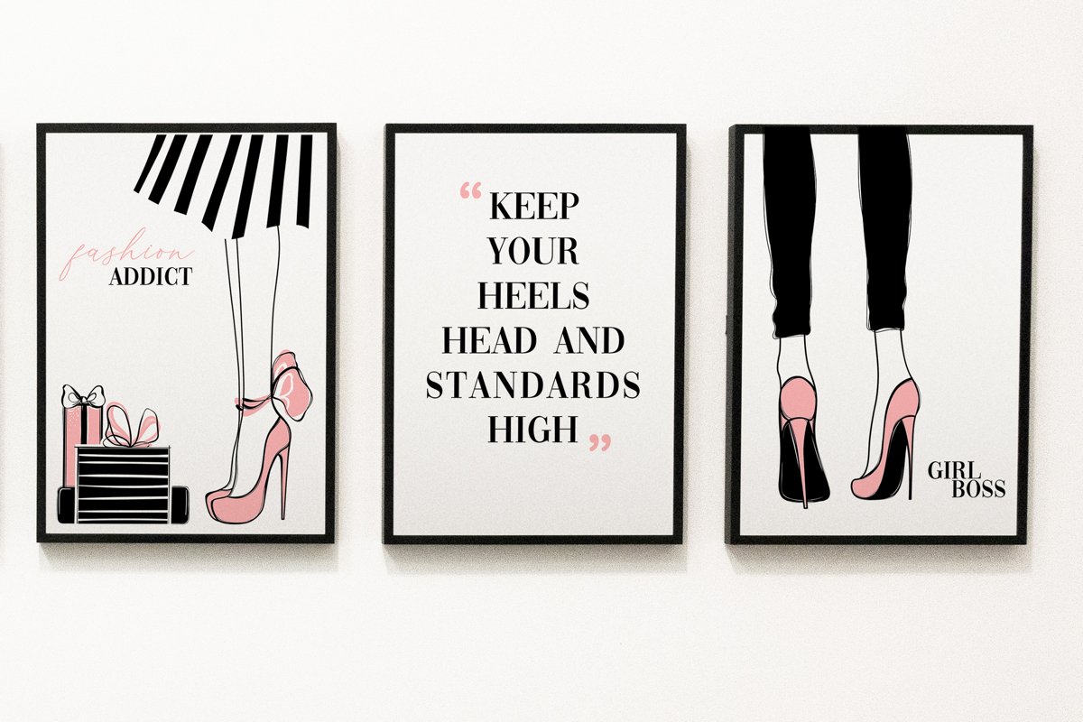 Fashion set wall art, printable wall art, minimalist art example image 1