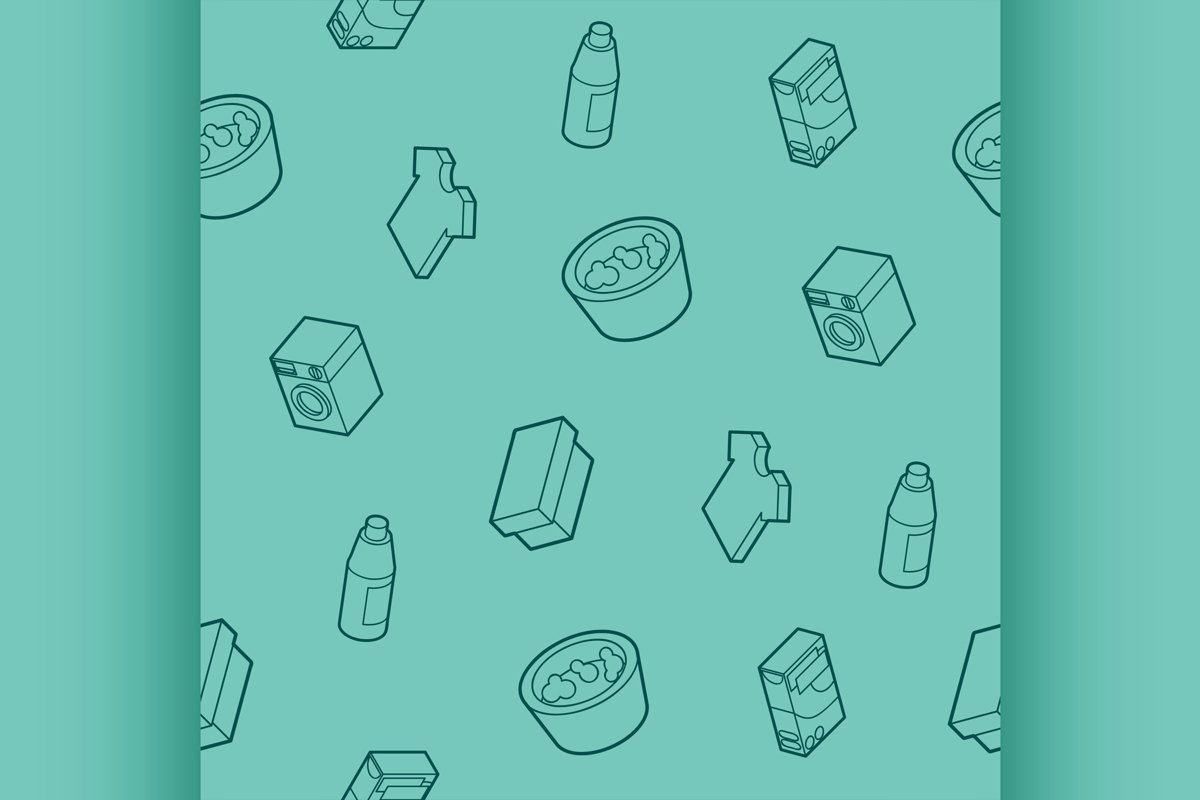 Laundry outline isometric pattern example image 1
