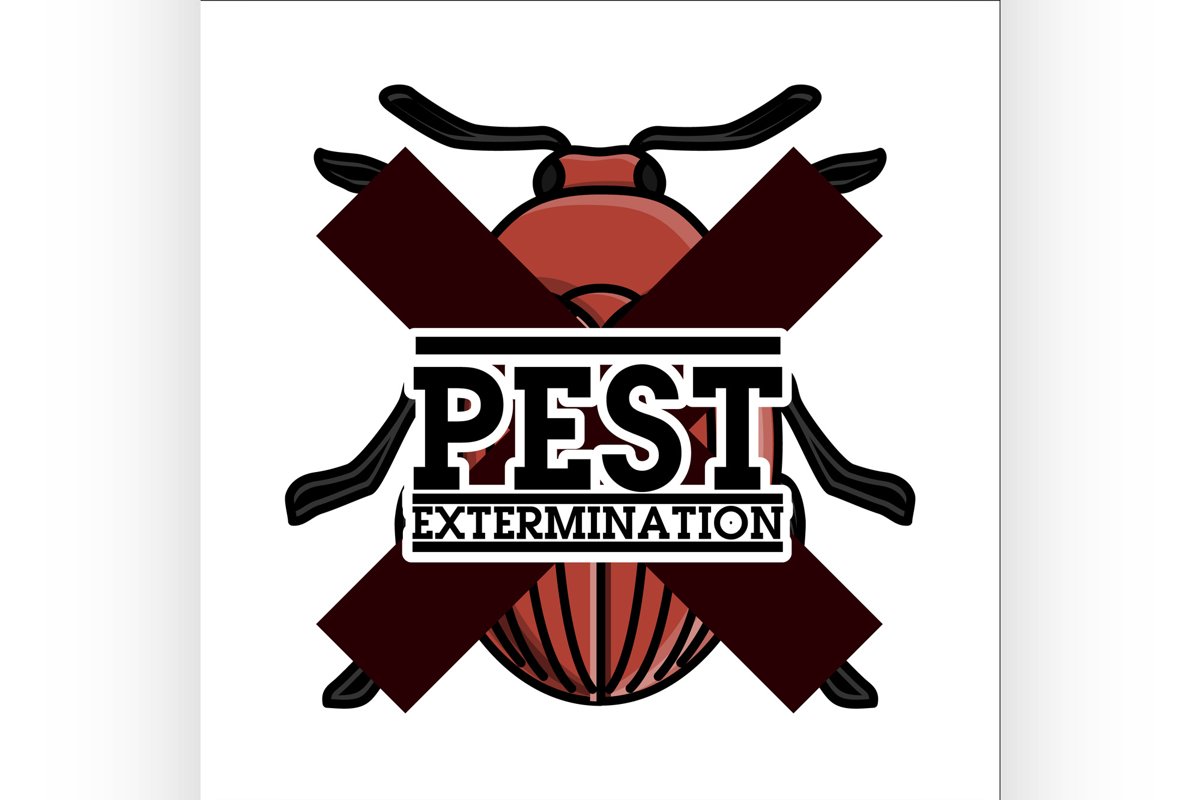 Color vintage pest extermination emblem example image 1