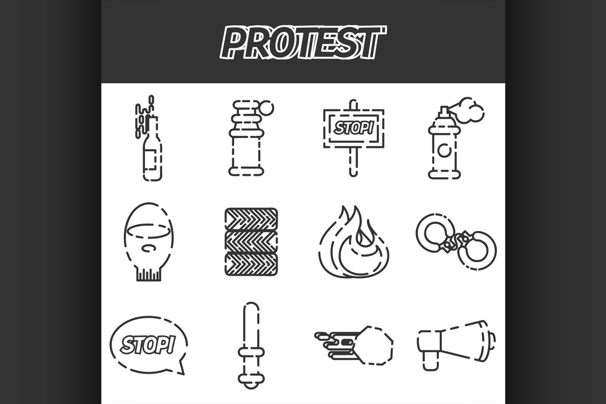 Protest icon set example image 1