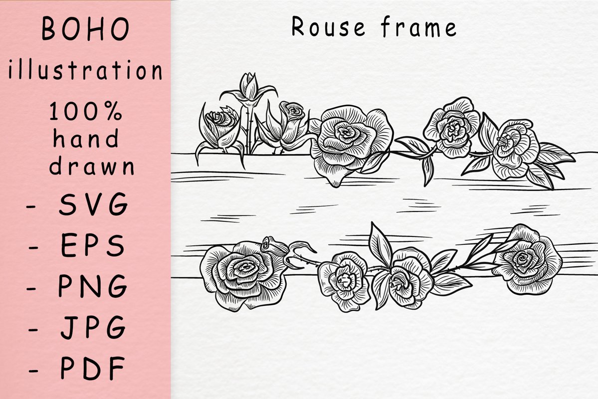 Boho illustration /rose frame example image 1