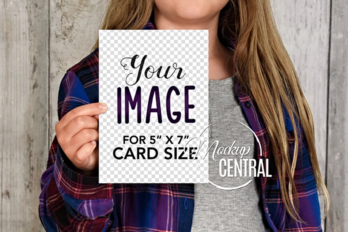 Child Holding Invite Card Mockup, 5" x 7" Mock Up, JPG & PNG example image 1