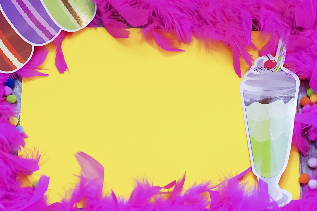 Defocused colorful party frame with birthday objets example image 1