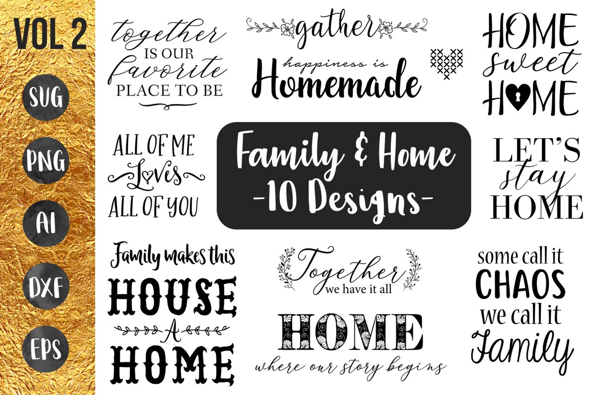 FAMILY & HOME- 10 designs - svg cut files Cricut Silhouette example image 1