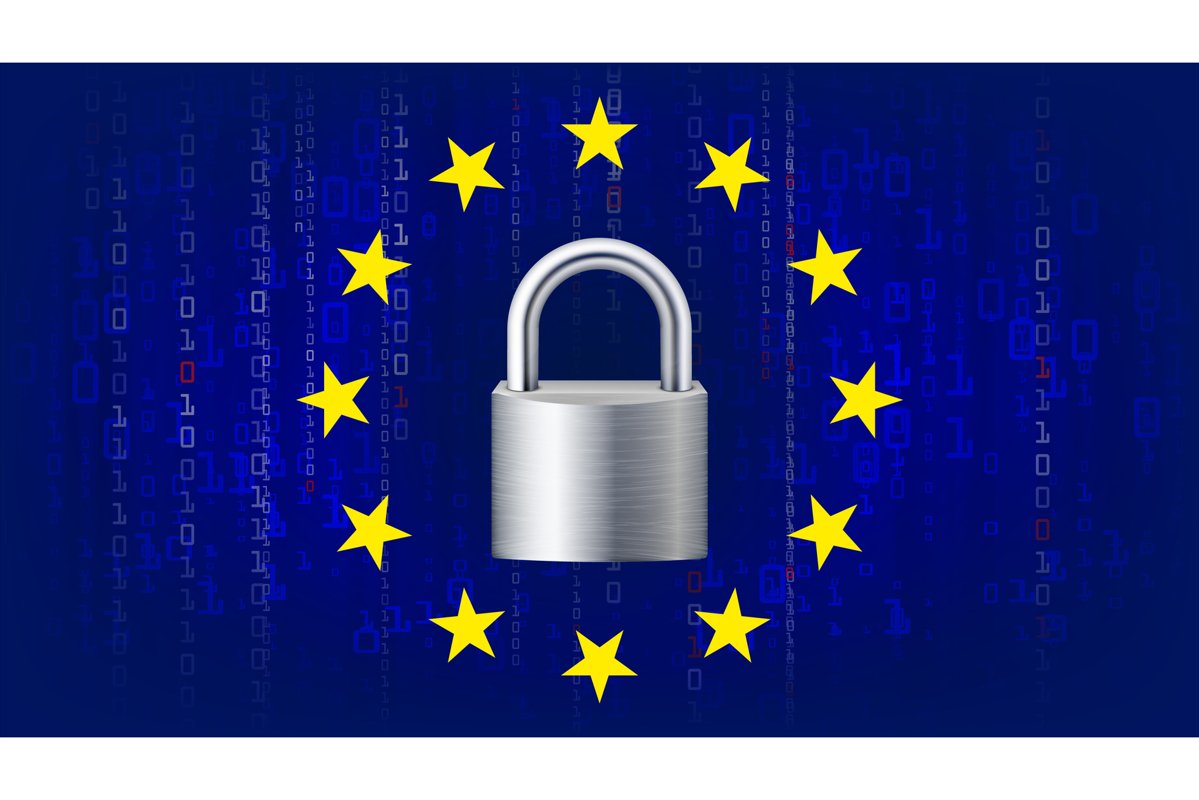 GDPR Background Vector. Padlock. Blue Matrix. Internet example image 1