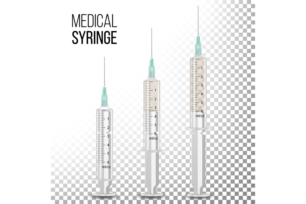 Vector Plastic Medical Syringe Isolated example image 1