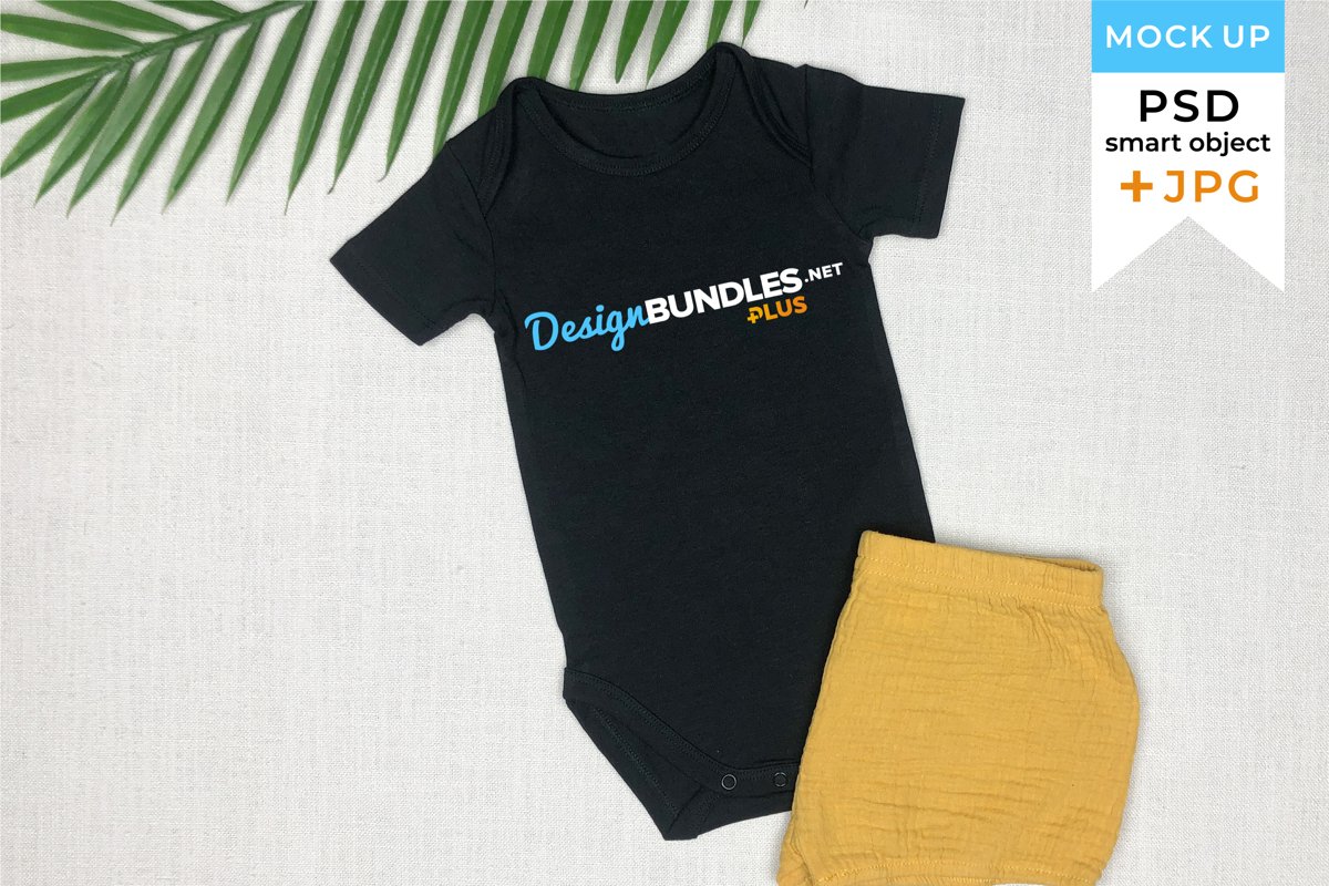 Mockup baby bodysuit JPG and PSD smart object | Baby clothes example image 1
