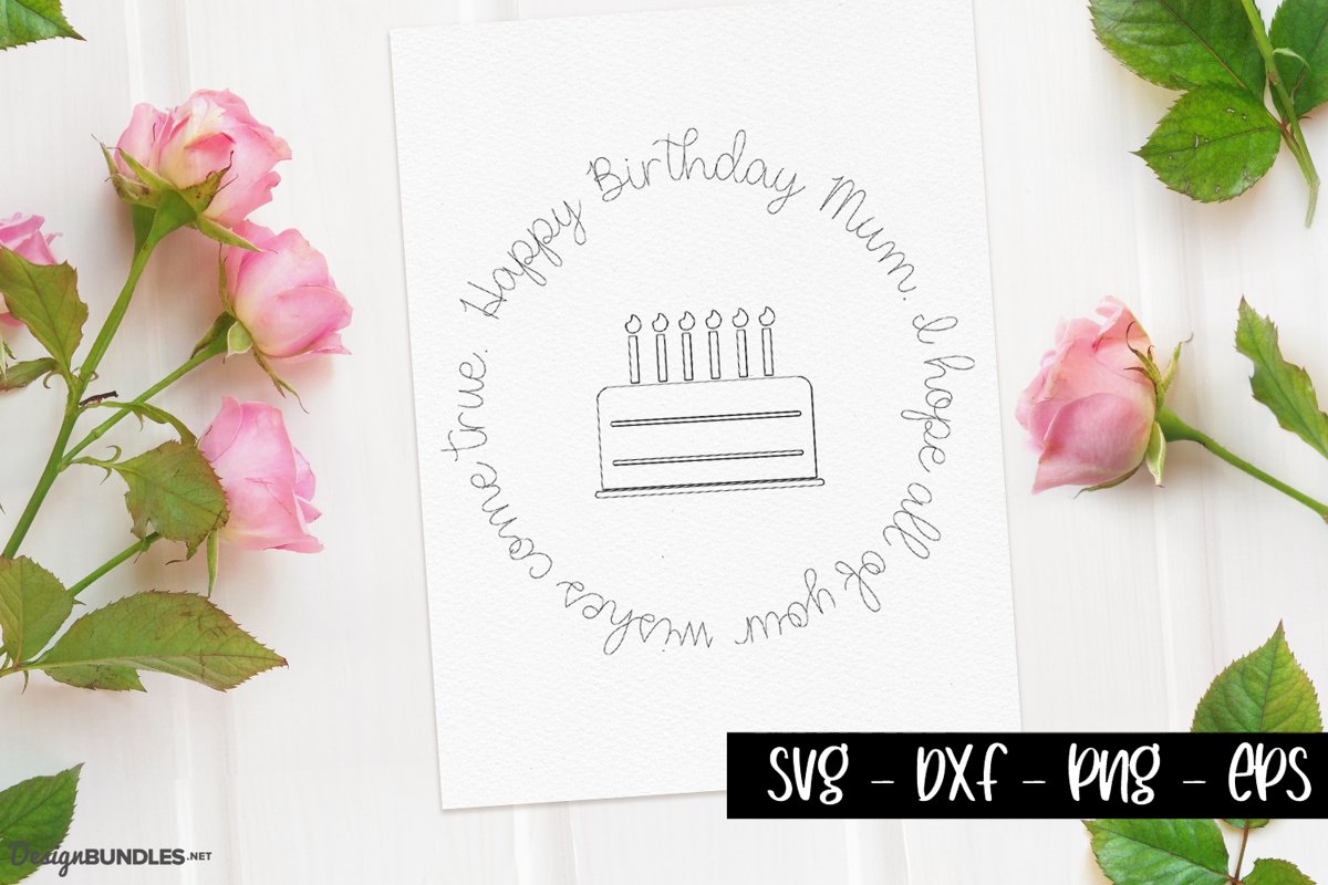 Happy Birthday Mum - Foil Quill SVG example image 1
