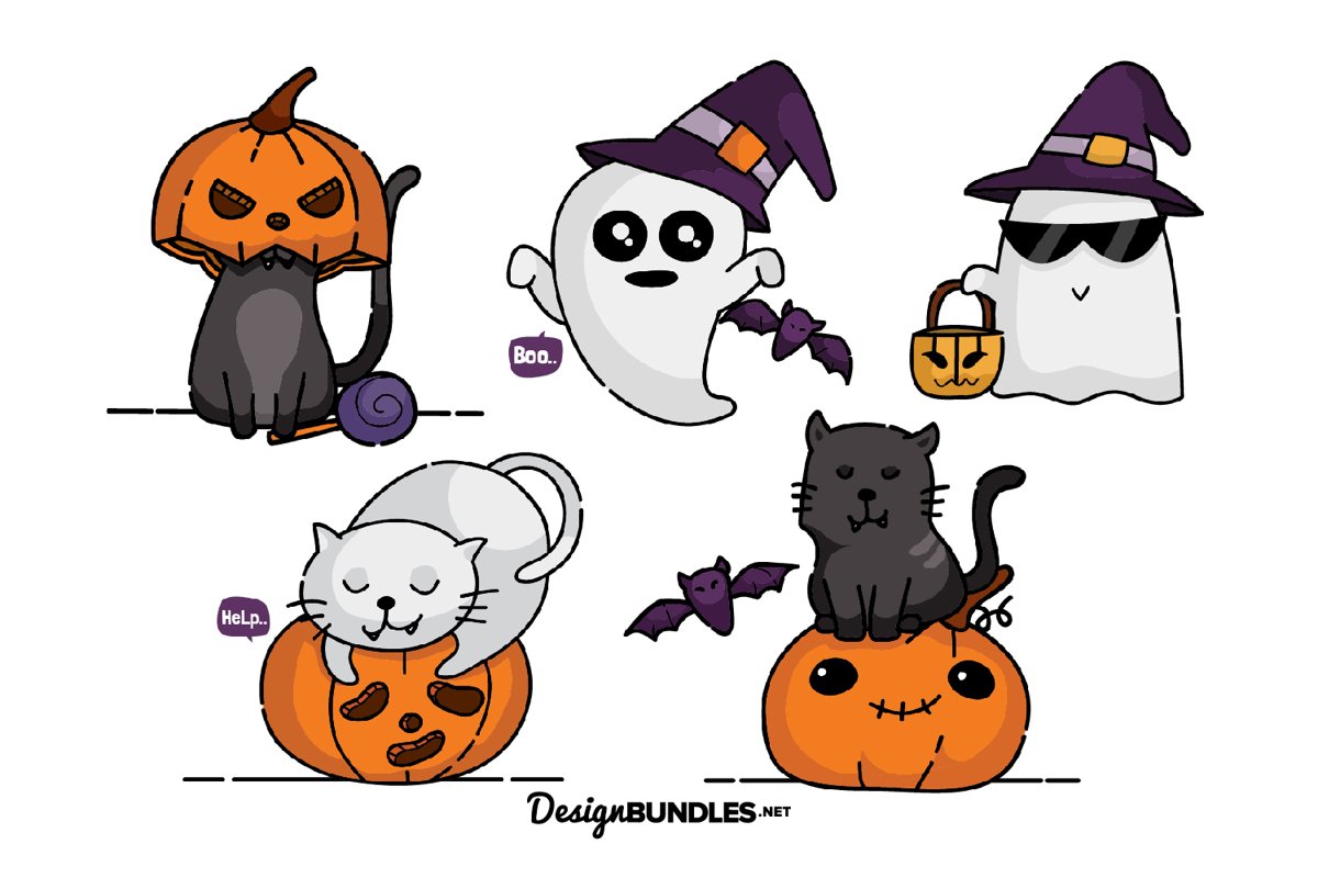 Halloween Cat illustrations example image 1