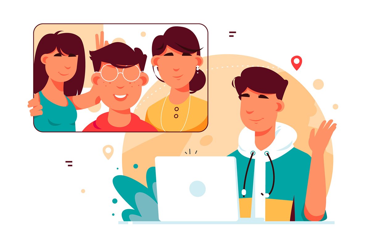 Video Calling With Friends - Vector Illustration example image 1