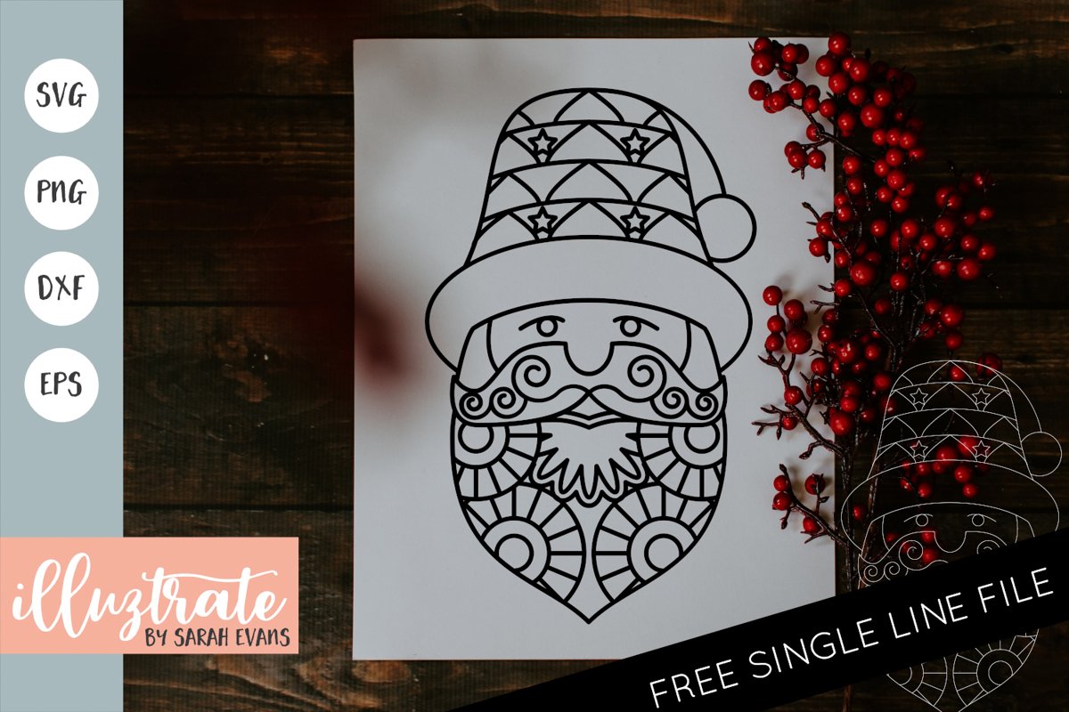 Santa Mandala SVG | Christmas Mandala SVG Cut File example image 1