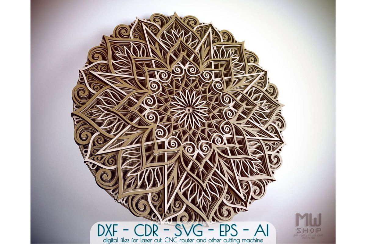 M89 - Mandala DXF Laser Cut Pattern, Flower mandala pattern example image 1