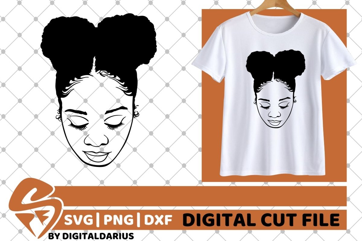 Black Girl with Afro Puffs svg, Afro Hair svg, Melanin svg example image 1