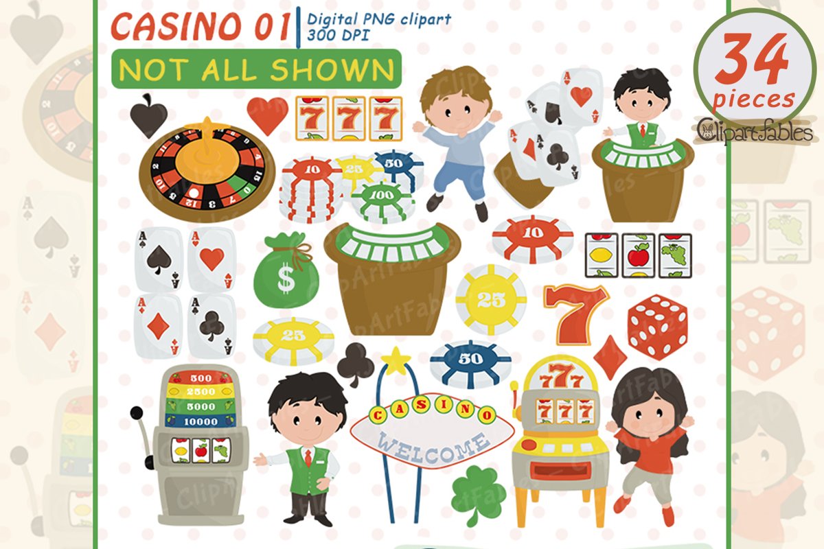 Cute CASINO clipart, Gambling Clip art, Poker - Digital art example image 1
