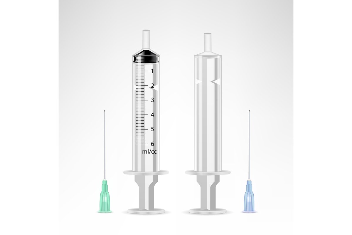 Vector Plastic Medical Syringe For Injection Isolated 3d example image 1