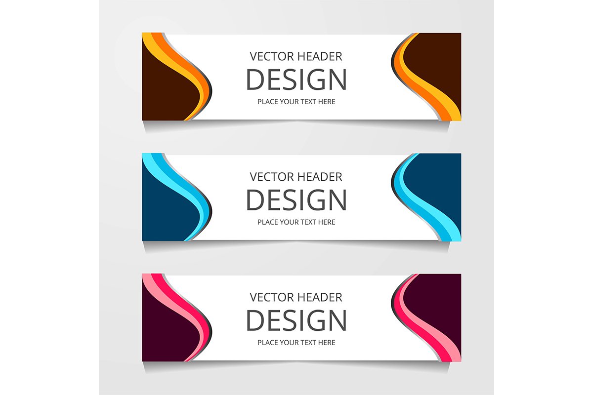 Vector abstract web banner design template. Collection of we example image 1
