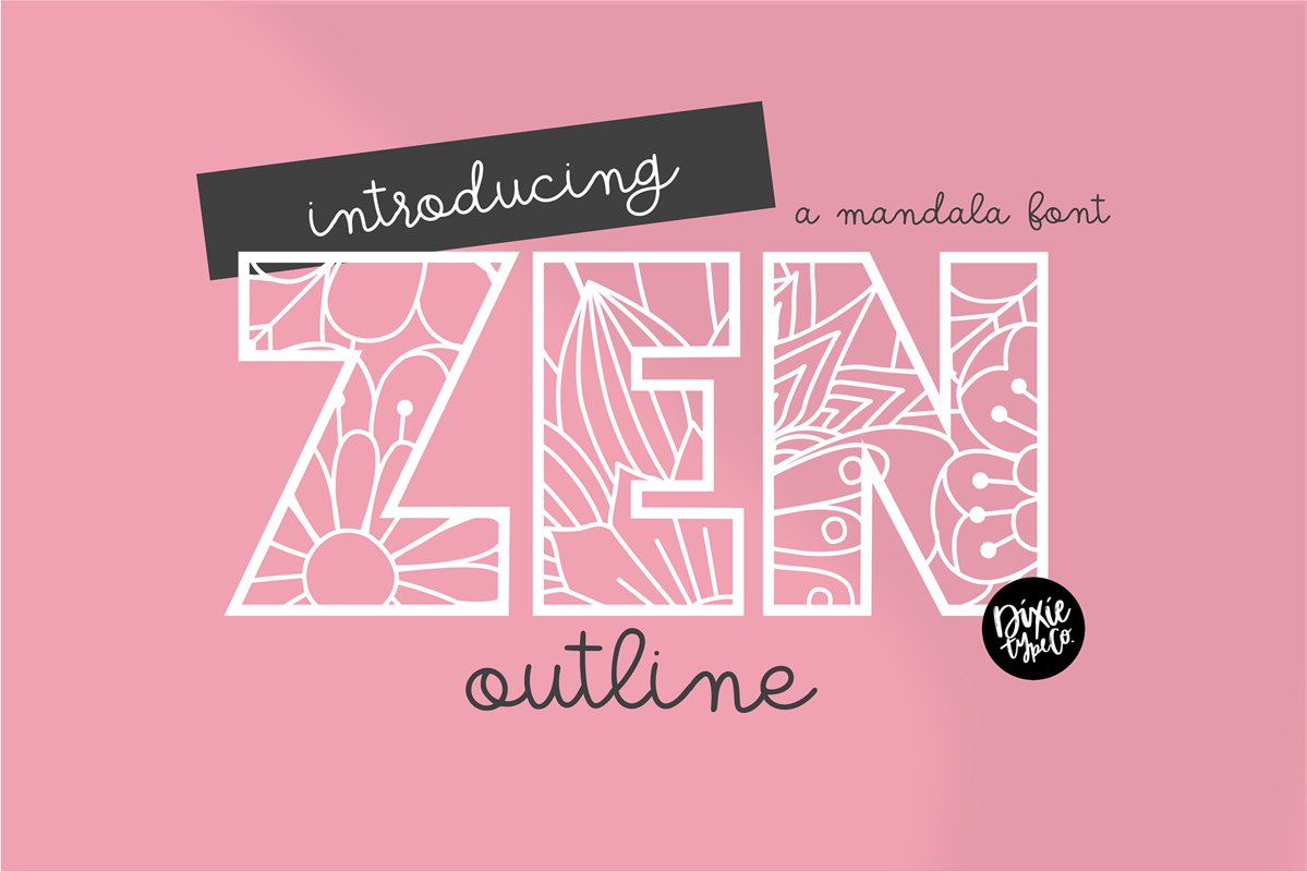 ZEN OUTLINE a Mandala Font example image 1
