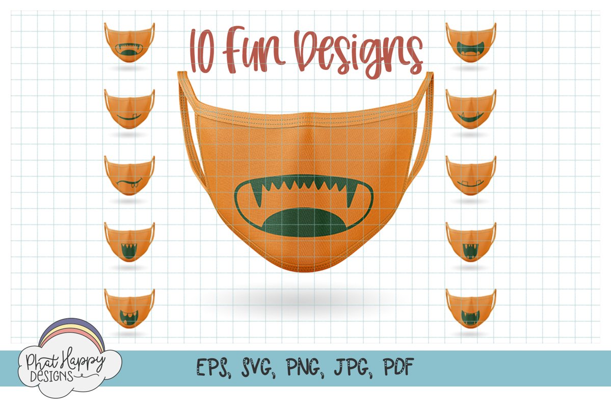 10 Monster Faces for Masks - SVG Cut Files example image 1