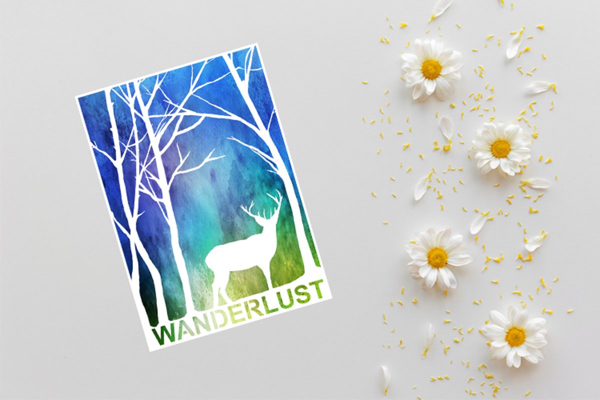 Wanderlust Papercutting Template, Deer SVG, Woodland SVG example image 1