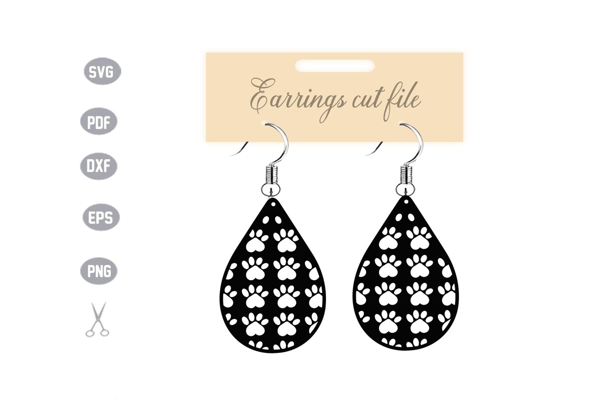 Dog Foot Earrings Template SVG example image 1