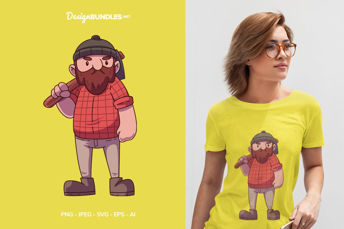 Lumberjack Ready to Work! Illustration For T-Shirt Design example image 1