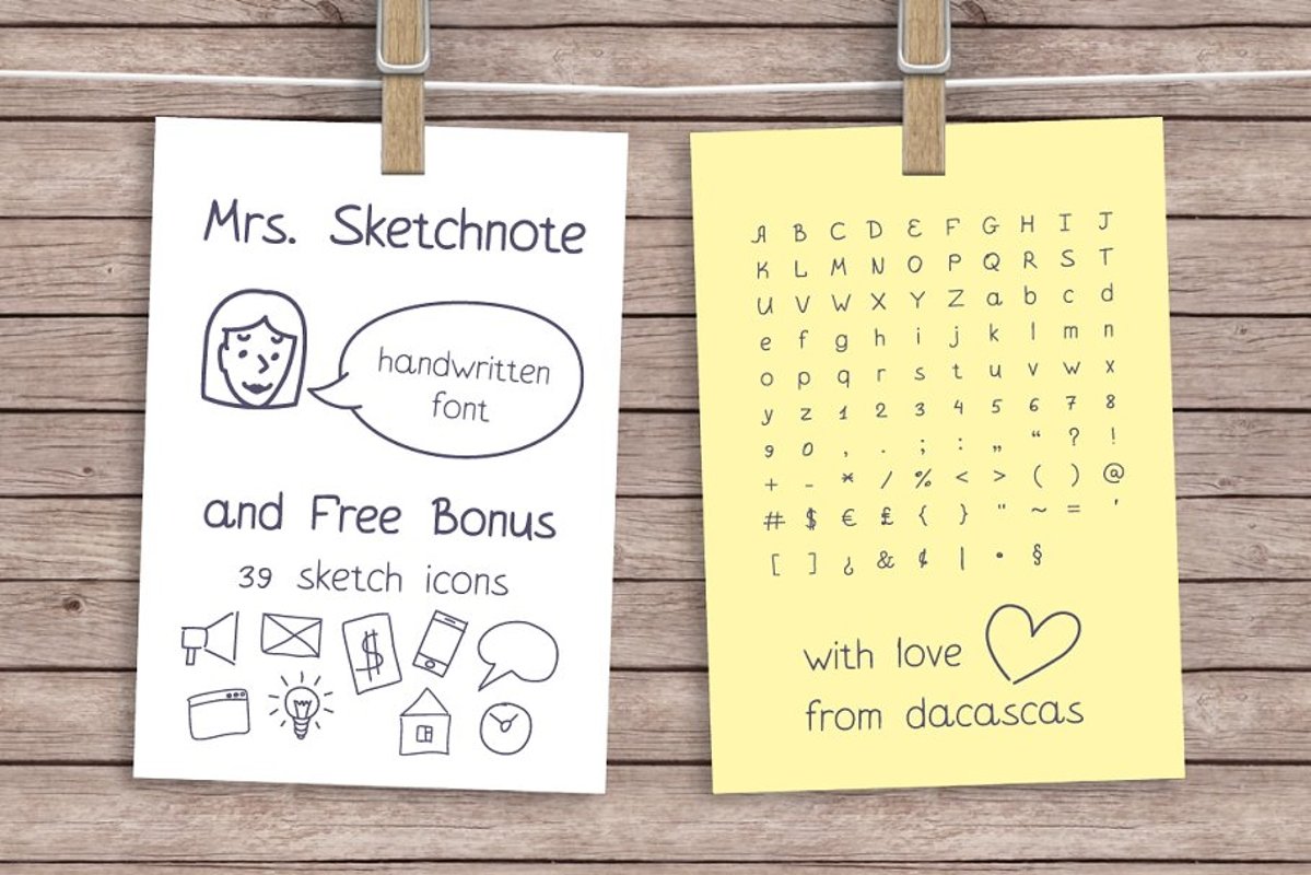 Mrs. Sketchnote Handwritten Font example image 1