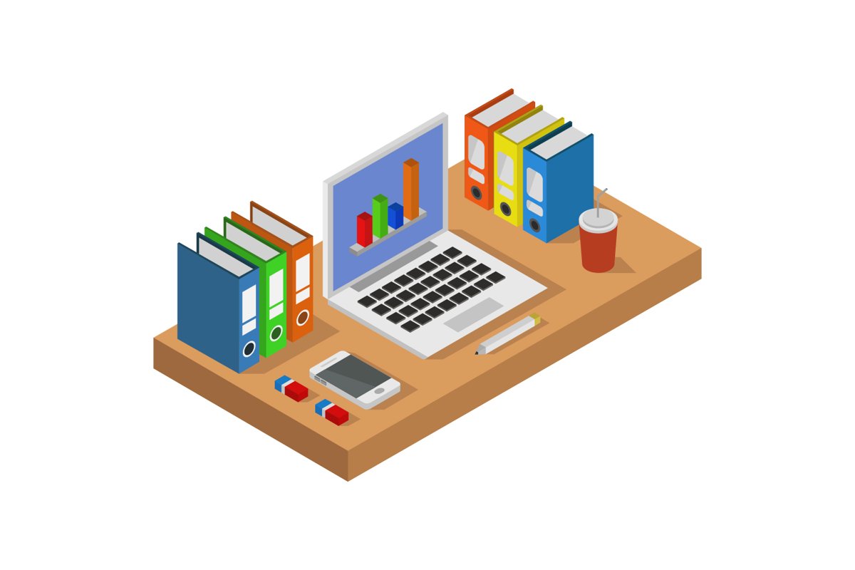 isometric office desk example image 1