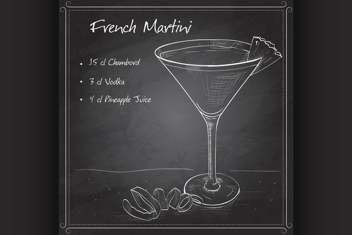 French Martini cocktail on black board example image 1