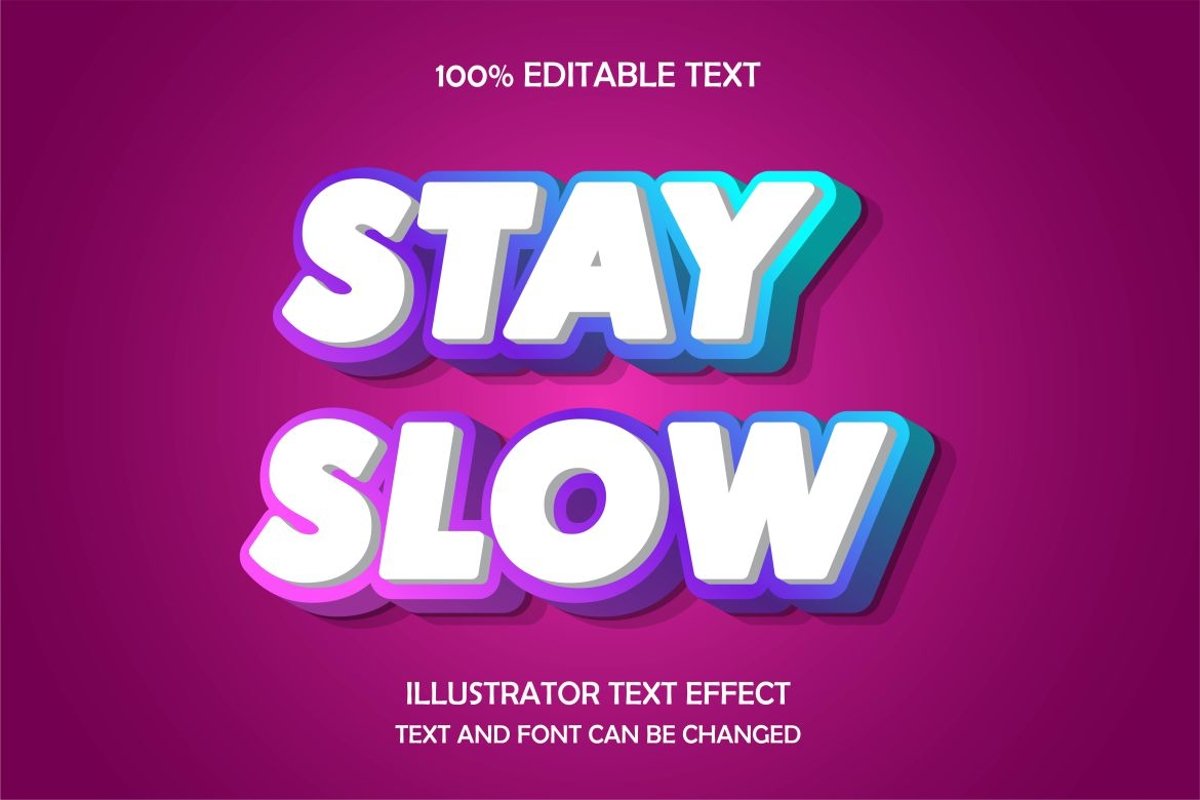 Stay slow,3d editable text effect modern emboss style example image 1