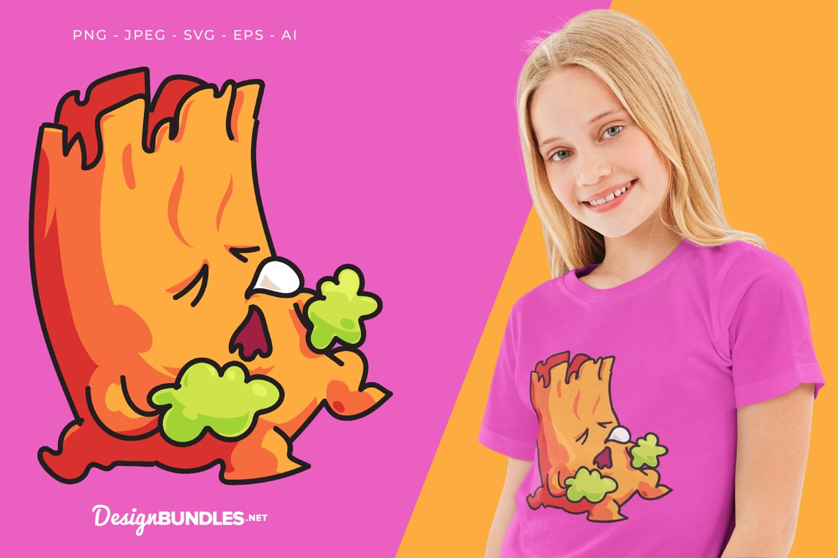 Sleeping Tree Monster Vector Illustration For T-Shirt Design example image 1