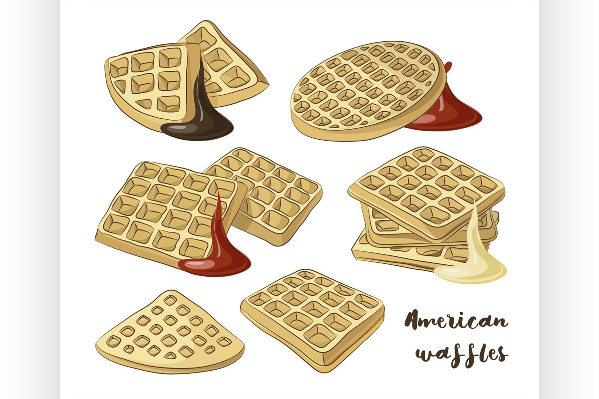 Vector illustration of various American waffles. example image 1
