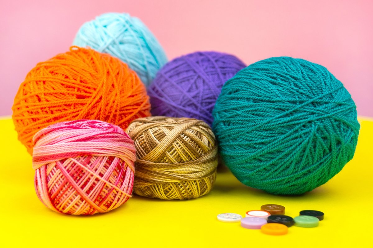 Colored balls of yarn. Yarn for knitting. example image 1