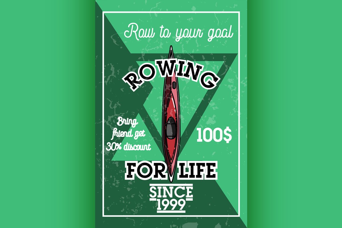 Color vintage rowing banner example image 1