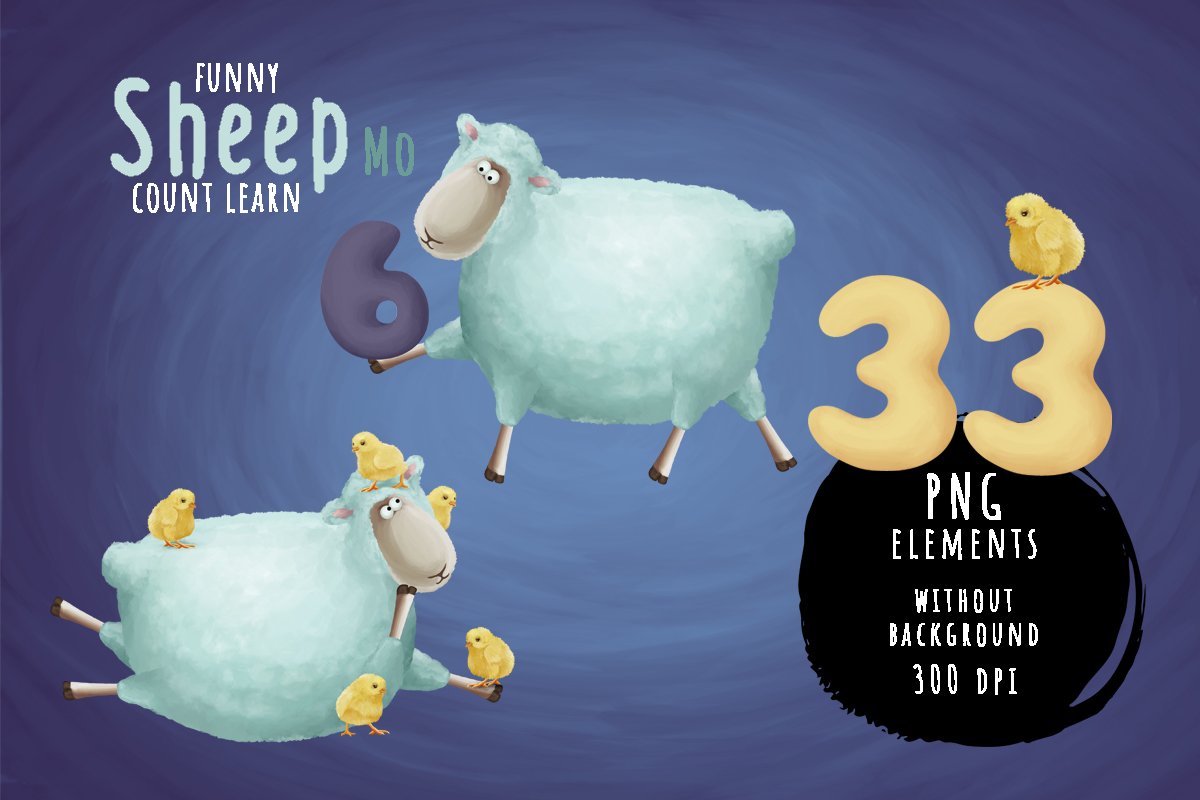 Count learn with funny sheep example image 1